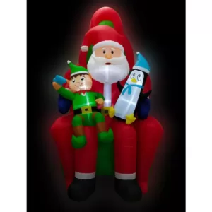 Fraser Hill Farm 10 ft. Pre-Lit Santa, Elf and Penguin Christmas Inflatable