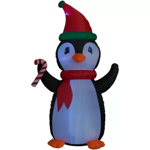 Fraser Hill Farm 10 ft. Penguin and Candy Cane Christmas Inflatable with Lights