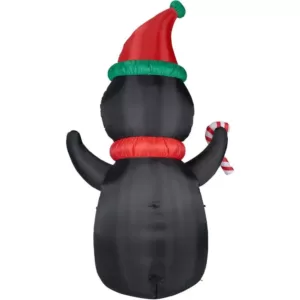 Fraser Hill Farm 10 ft. Penguin and Candy Cane Christmas Inflatable with Lights