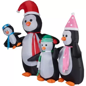 Fraser Hill Farm 10 ft. Penguin Family Christmas Inflatable with Lights