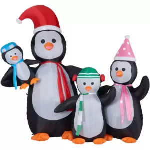 Fraser Hill Farm 10 ft. Penguin Family Christmas Inflatable with Lights