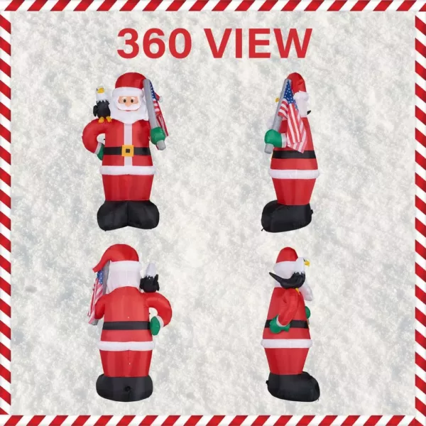 Fraser Hill Farm 8 ft. Americana Santa with Bald Eagle Christmas Inflatable with Lights