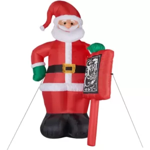 Fraser Hill Farm 10 ft. Santa Claus with Sign Christmas Inflatable with Lights