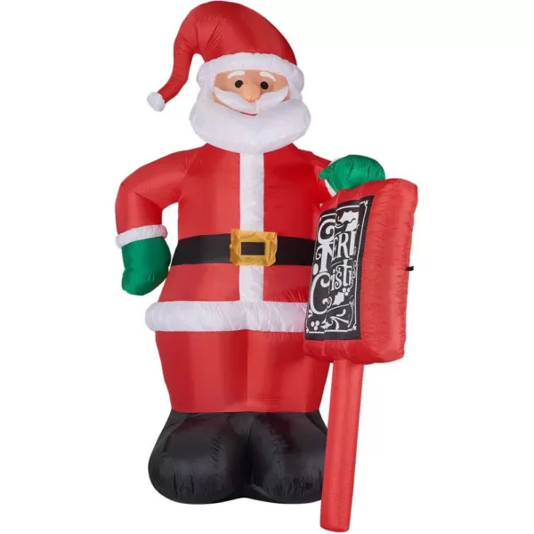 Fraser Hill Farm 10 ft. Santa Claus with Sign Christmas Inflatable with Lights