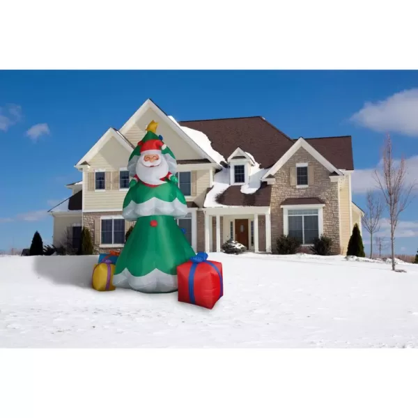 Fraser Hill Farm 20 ft. Christmas Tree with Santa and Gifts Inflatable with Lights