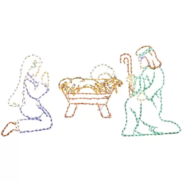 Fraser Hill Farm 4 ft. 533-Light Multi-Color Nativity Set Novelty Light (3-Piece)