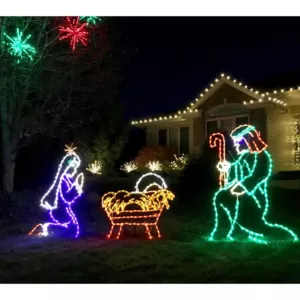 Fraser Hill Farm 4 ft. 533-Light Multi-Color Nativity Set Novelty Light (3-Piece)