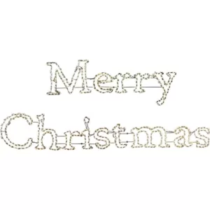 Fraser Hill Farm 3 ft. 590-Light Warm White Merry Christmas Sign Novelty Light (2-Piece)