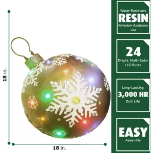 Fraser Hill Farm 1.5 ft. 24-Light LED Gold Ball Ornament with Snowflake Design