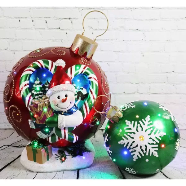 Fraser Hill Farm 1.5 ft. 24-Light LED Jeweled Ball Ornament with Snowflake Design