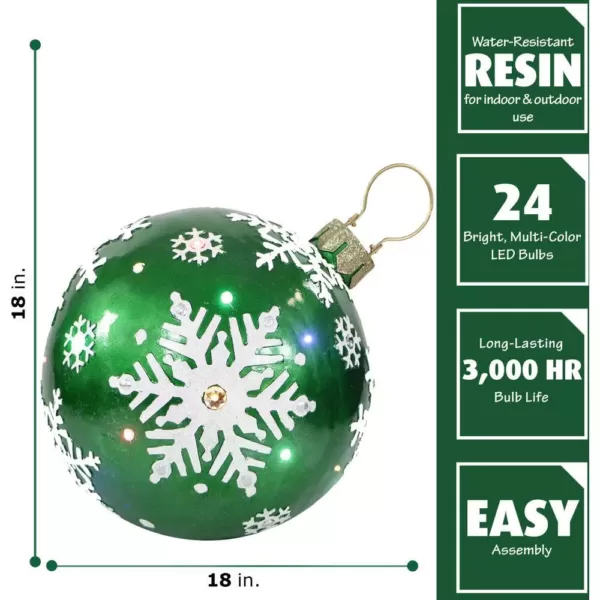 Fraser Hill Farm 1.5 ft. 24-Light LED Jeweled Ball Ornament with Snowflake Design