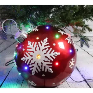 Fraser Hill Farm 1.5 ft. 24-Light LED Jeweled Ball Ornament with Snowflake Design