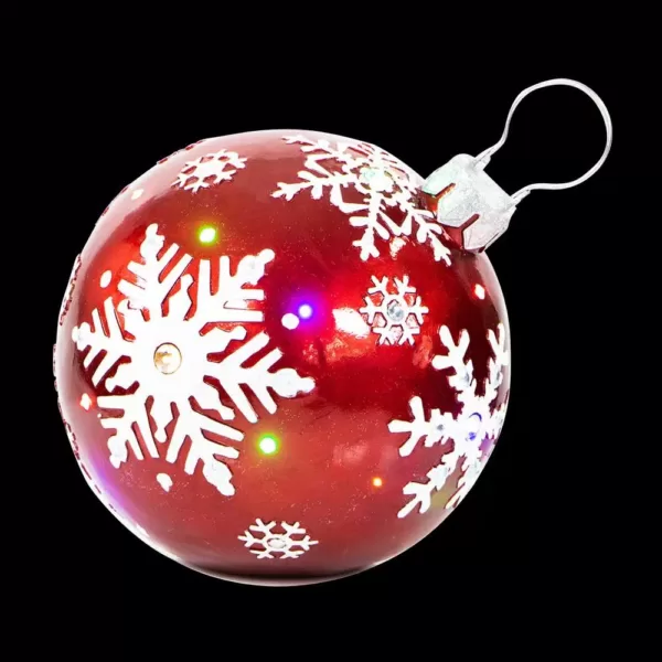 Fraser Hill Farm 1.5 ft. 24-Light LED Jeweled Ball Ornament with Snowflake Design