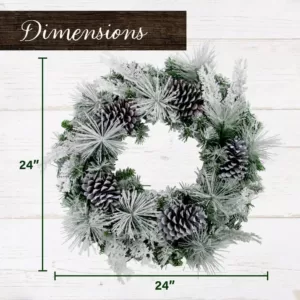 Fraser Hill Farm 24 in. Artificial Christmas Wreath with Oversized Pinecones