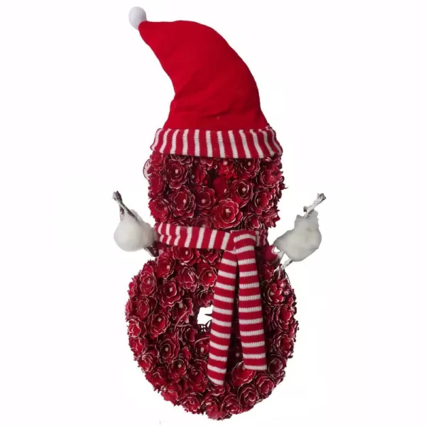 Fraser Hill Farm 25 in. Artificial Christmas Snowman Wreath with Hat and Striped Scarf