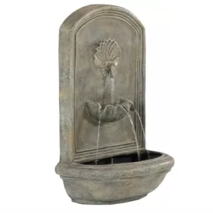 Sunnydaze Decor Seaside French Limestone Electric Powered Outdoor Wall Fountain