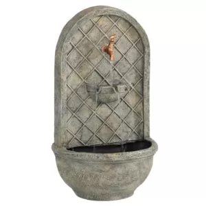 Sunnydaze Decor Messina Resin French Limestone Solar Outdoor Wall Fountain