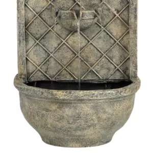 Sunnydaze Decor Messina Resin French Limestone Solar Outdoor Wall Fountain with Battery Backup