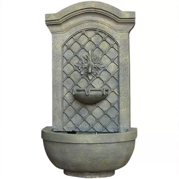 Sunnydaze Decor Rosette Resin French Limestone Solar Outdoor Wall Fountain