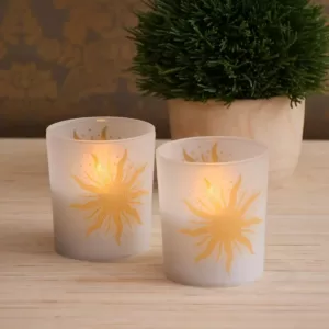 LUMABASE Mosaic Sun Battery Operated LED Candles (2-Count)