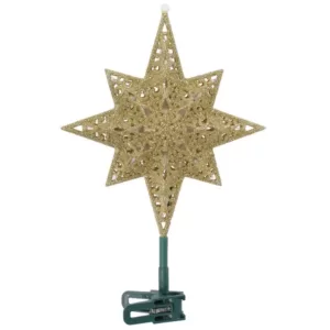 GE Holiday Classics 11 in. 16-Light Gold Glittered Bethlehem Star Tree Top