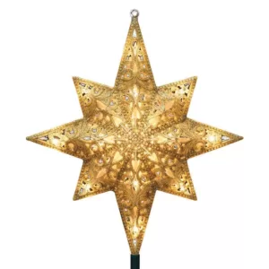 GE Holiday Classics 11 in. 16-Light Gold Glittered Bethlehem Star Tree Top