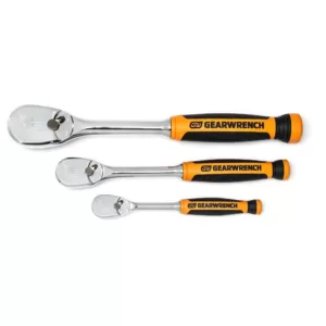 GEARWRENCH 1/4 in., 3/8 in. and 1/2 in. 90-Tooth Dual Material Ratchet Set (3-Piece)