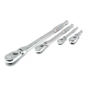 GEARWRENCH 1/4 in., 3/8 in. and 1/2 in. 90-Tooth Dual Material Flex Head Ratchet Set (4-Piece)