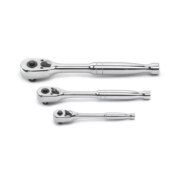 GEARWRENCH 1/4 in., 3/8 in. and 1/2 in. Drive 45 Tooth Quick Release Teardrop Ratchet Set (3-Piece)