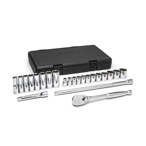 GEARWRENCH 1/2 in. Drive 6-Point Ratchet and SAE Socket Set (23-Piece)