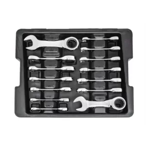 GEARWRENCH SAE/Metric Stubby Combination Ratcheting Wrench Set (14-Piece)