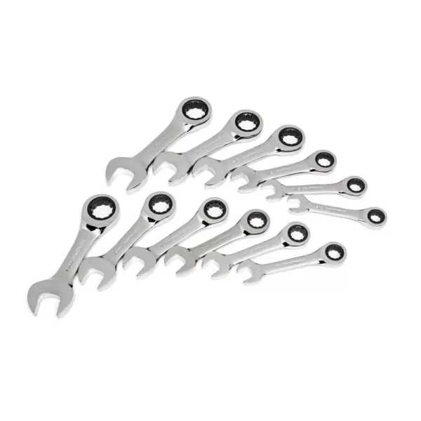 GEARWRENCH SAE/Metric Stubby Combination Ratcheting Wrench Set (14-Piece)