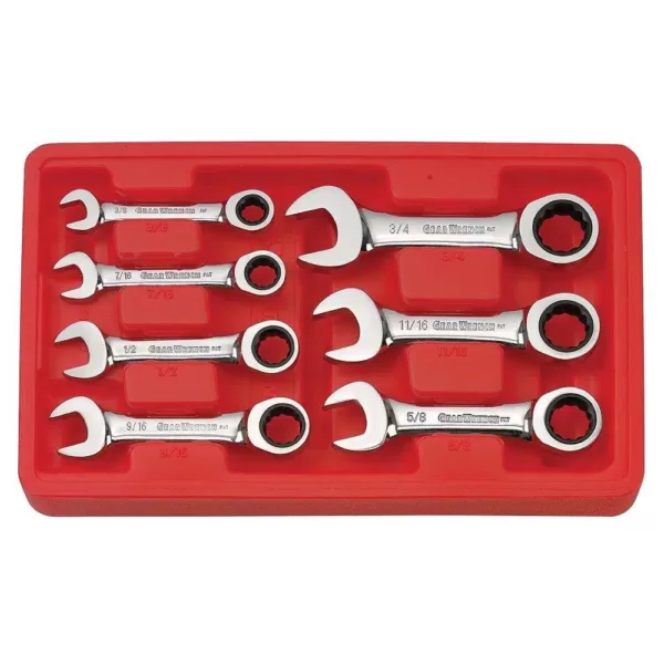 GEARWRENCH SAE Stubby Combination Ratcheting Wrench Set (7-Piece)