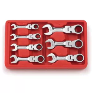 GEARWRENCH SAE Stubby Flex Head Combination Ratcheting Wrench Set (7-Piece)