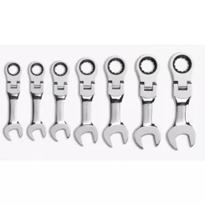 GEARWRENCH SAE Stubby Flex Head Combination Ratcheting Wrench Set (7-Piece)