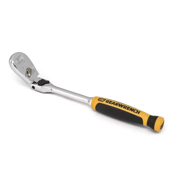 GEARWRENCH 1/4 in. Drive 90-Tooth Dual Material 8 in. Locking Flex Head Teardrop Ratchet