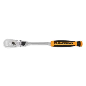 GEARWRENCH 1/4 in. Drive 90-Tooth Dual Material 8 in. Locking Flex Head Teardrop Ratchet