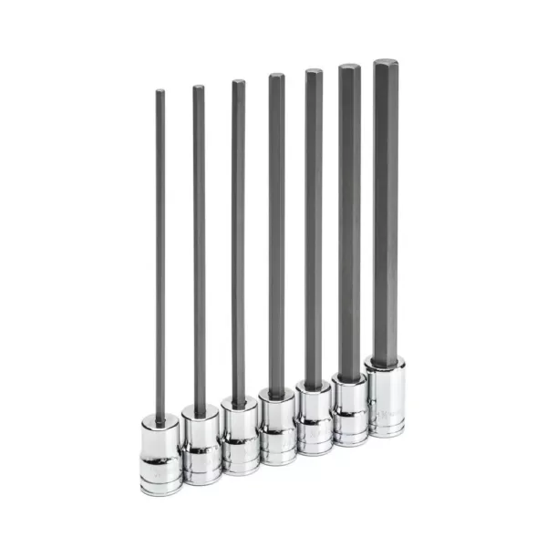 GEARWRENCH 3/8 in. Drive Long Length Hex Bit SAE Socket Set (7-Piece)