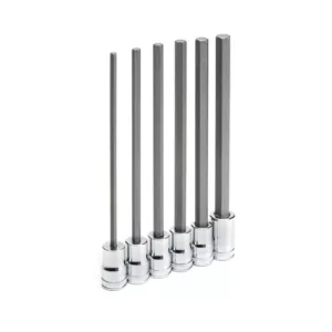 GEARWRENCH 3/8 in. Drive Long Length Hex Bit Metric Socket Set (6-Piece)