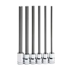 GEARWRENCH 3/8 in. Drive Long Length Hex Bit Metric Socket Set (6-Piece)