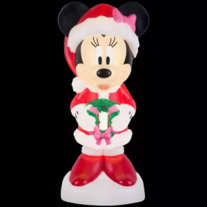 Gemmy White Lighted Blow Mold Outdoor Decor-Minnie with Gifts-Disney