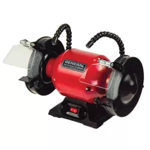 General International 2 Amp 6 in. Bench Grinder with Twin LED Work Lights