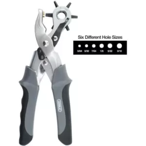 General Tools Heavy Duty Self-Opening Revolving Hole Punch Pliers for Leather Punching Belts Pet Collars Handbags and More