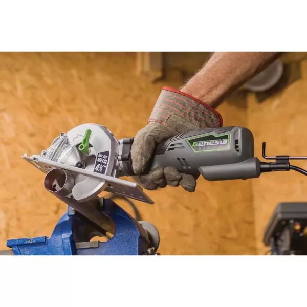 Genesis 5.8 Amp 4-3/4 in. Control Grip Metal Cutting Compact Circular Saw with Chip Collector and Metal Cutting Blade