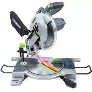 Genesis 15 Amp 10 in. Compound Miter Saw with Laser Guide, 9 Positive Stops, Clamp, Dust Bag, 2 Wings and Blade