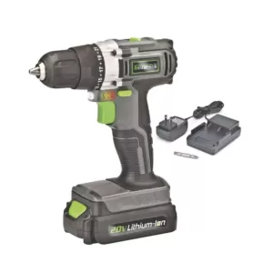 Genesis 20-Volt Lithium-ion Cordless Variable Speed Drill Driver with 3/8 in. Chuck, LED Work Light, Charger and Bit