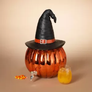 Gerson Halloween 17 in. H Glass Pumpkin Beverage Dispenser with Hat