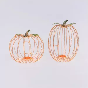 Gerson 13.58 in. Assorted Pre-Lit Standing Pumpkins Decor (Set of 2)