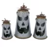 Gerson Assorted Metal Hammered Jack-O-Lantern Luminaries with Leaf Details (Set of 3)