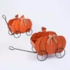 Gerson Assorted 21.85 in. Nesting Wood Pumpkin Wagons (Set of 2)